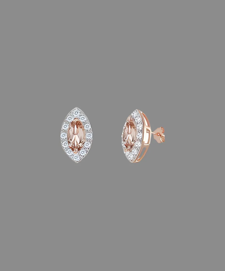 2.00 CTTW Marquis Cut Morganite Studs in 14K Rose Gold