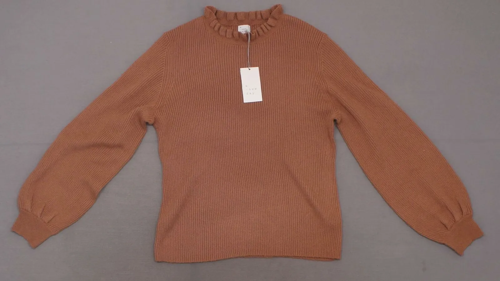 A New Day Women's Long Sleeve Frill Neck Ribbed Pullover Sweater