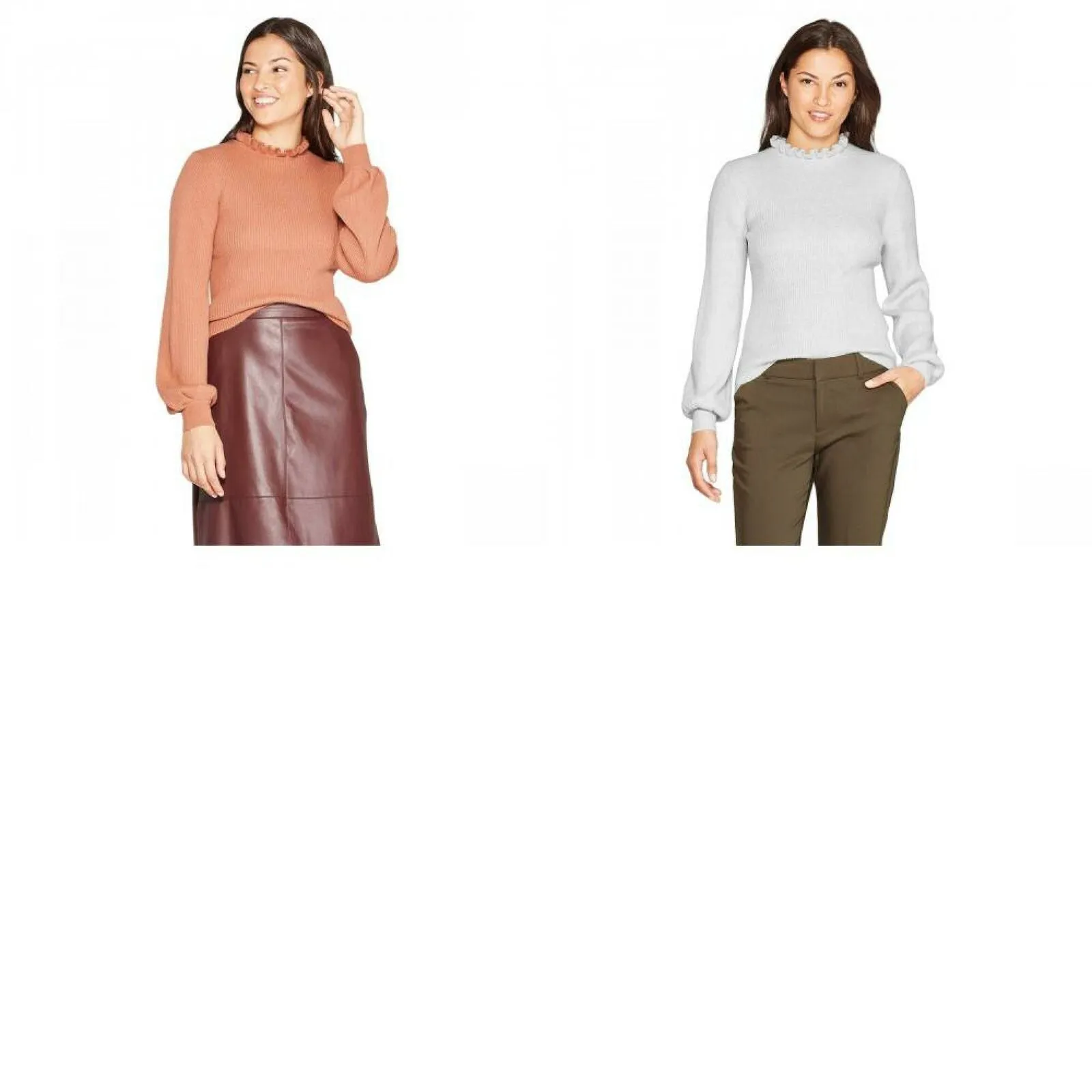 A New Day Women's Long Sleeve Frill Neck Ribbed Pullover Sweater