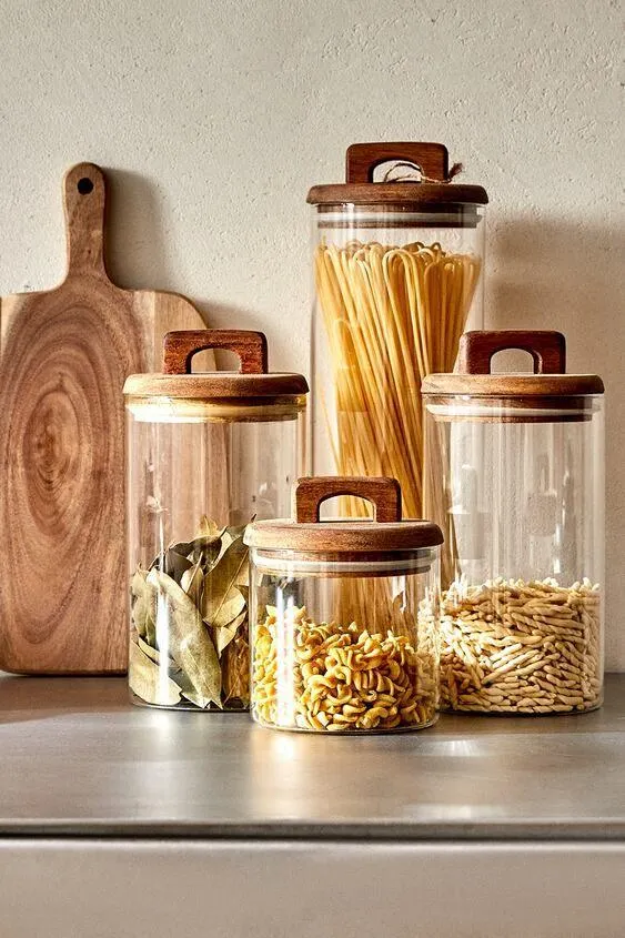 Acacia Wood Glass Storage Jar