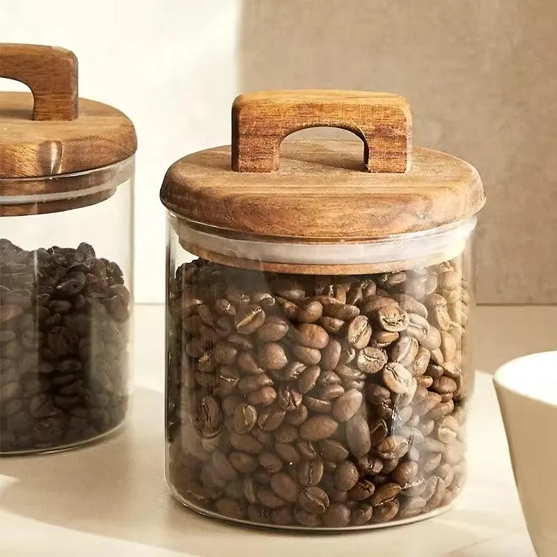 Acacia Wood Glass Storage Jar
