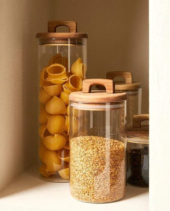 Acacia Wood Glass Storage Jar