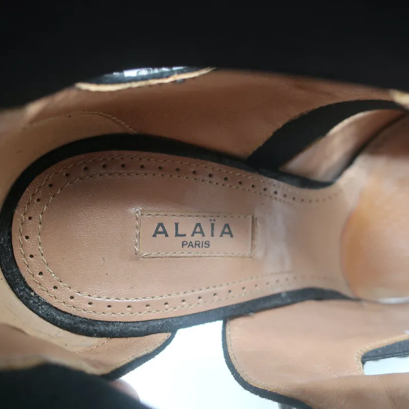 Alaia Cutout Booties Black Studded Suede Size 39 High Heel Ankle Boots