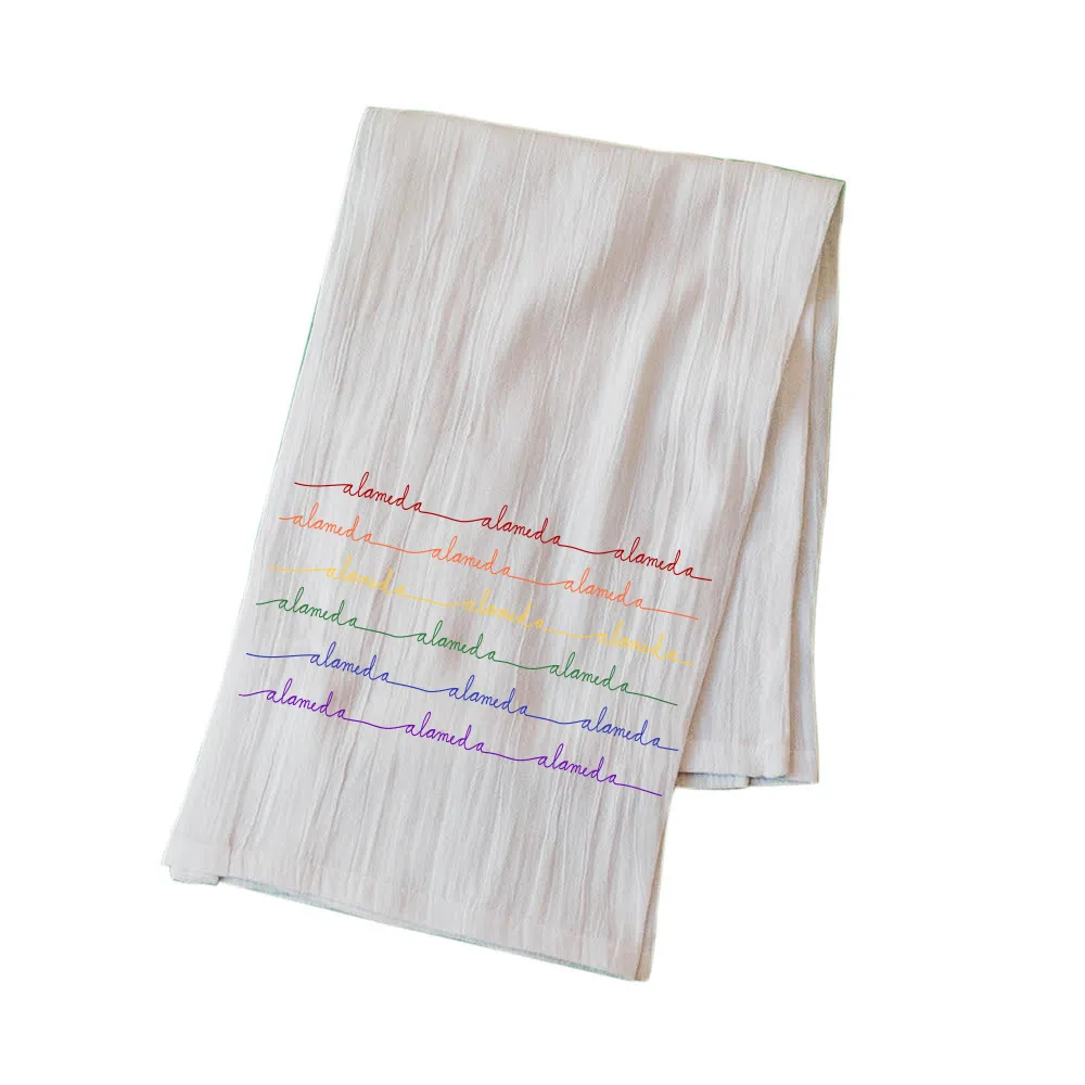 ALAMEDA RAINBOW WAVE FLOUR SACK KITCHEN TOWEL