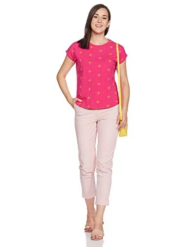 Amazon Brand - Myx Women's Loose T-Shirt (PAG 103_Mustard and Rasperry XXX-Large)