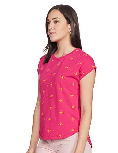 Amazon Brand - Myx Women's Loose T-Shirt (PAG 103_Mustard and Rasperry XXX-Large)