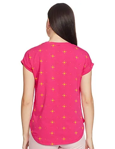 Amazon Brand - Myx Women's Loose T-Shirt (PAG 103_Mustard and Rasperry XXX-Large)