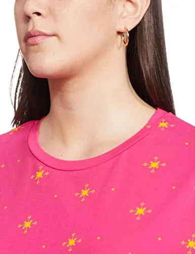 Amazon Brand - Myx Women's Loose T-Shirt (PAG 103_Mustard and Rasperry XXX-Large)
