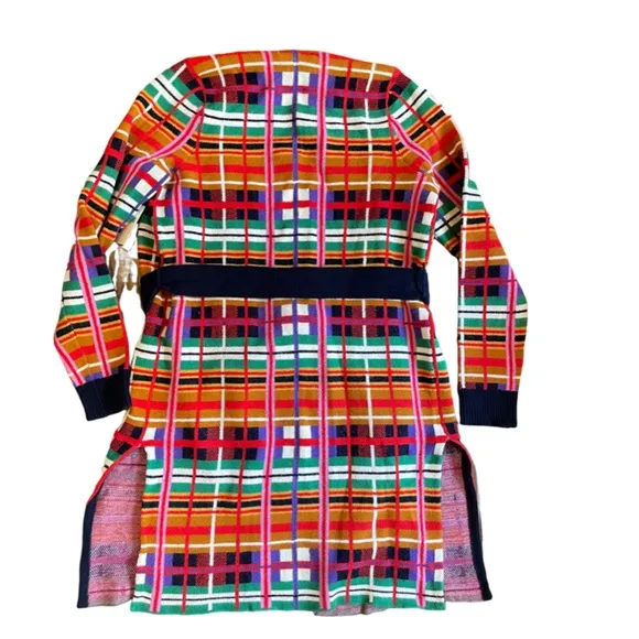 Anthropologie MOTH Long Cardigan Sweater Women’s Sz XS Willingston Plaid Belted