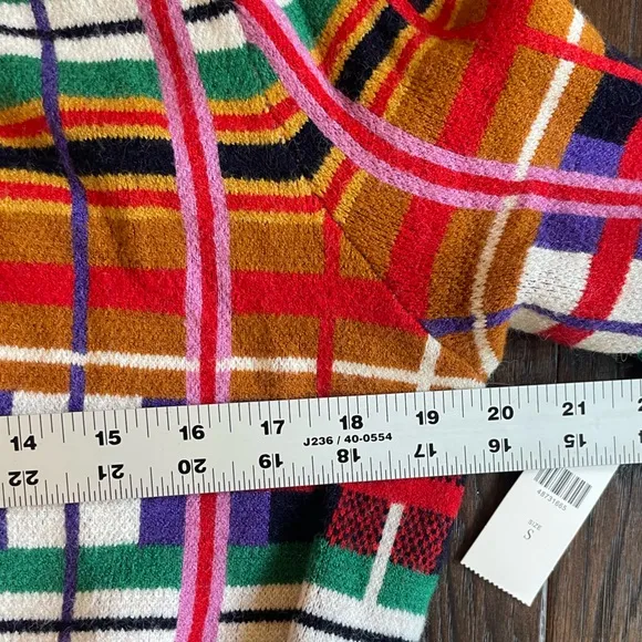 Anthropologie MOTH Long Cardigan Sweater Women’s Sz XS Willingston Plaid Belted