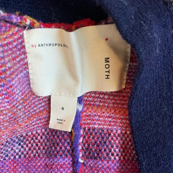 Anthropologie MOTH Long Cardigan Sweater Women’s Sz XS Willingston Plaid Belted