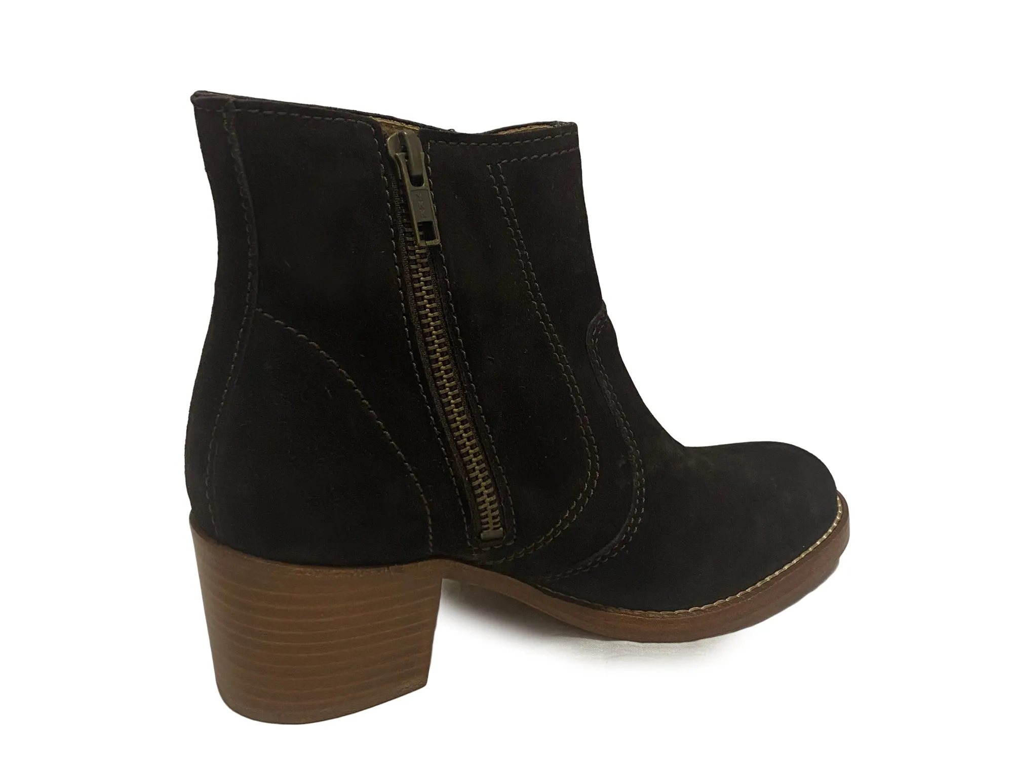 A.P.C. Women's Dark Brown Suede Block Heel Booties $515 NWOB