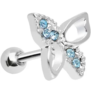 Aqua Crystal 18 Gauge Breezy Butterfly Cartilage Tragus Earring