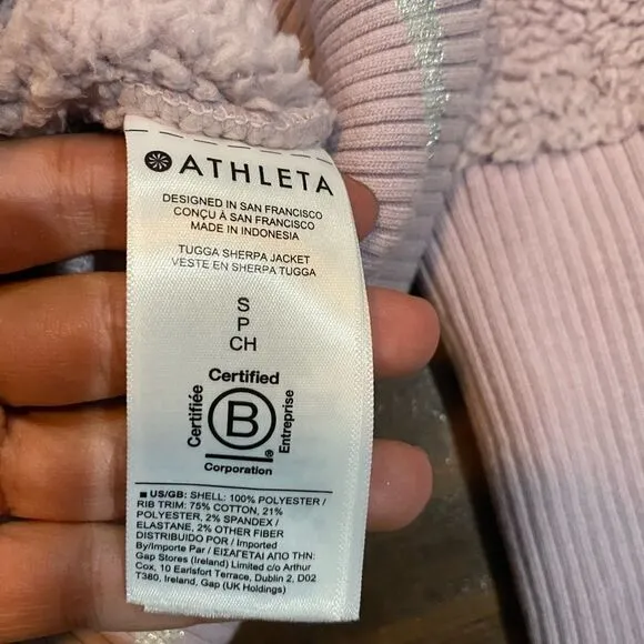 Athleta Tugga Sherpa Jacket light purple