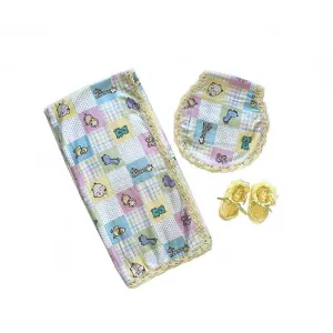 Baby Blanket Animals and Squares Gift Set