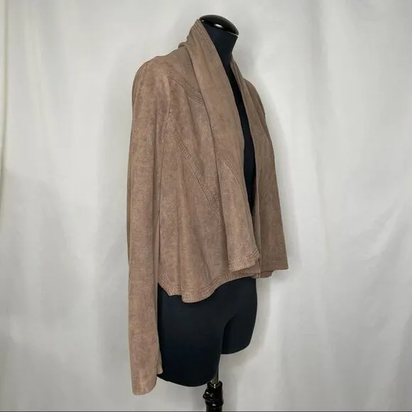 BCBGMaxAzria Mocha Faux Suede Cropped Jacket - Women’s M