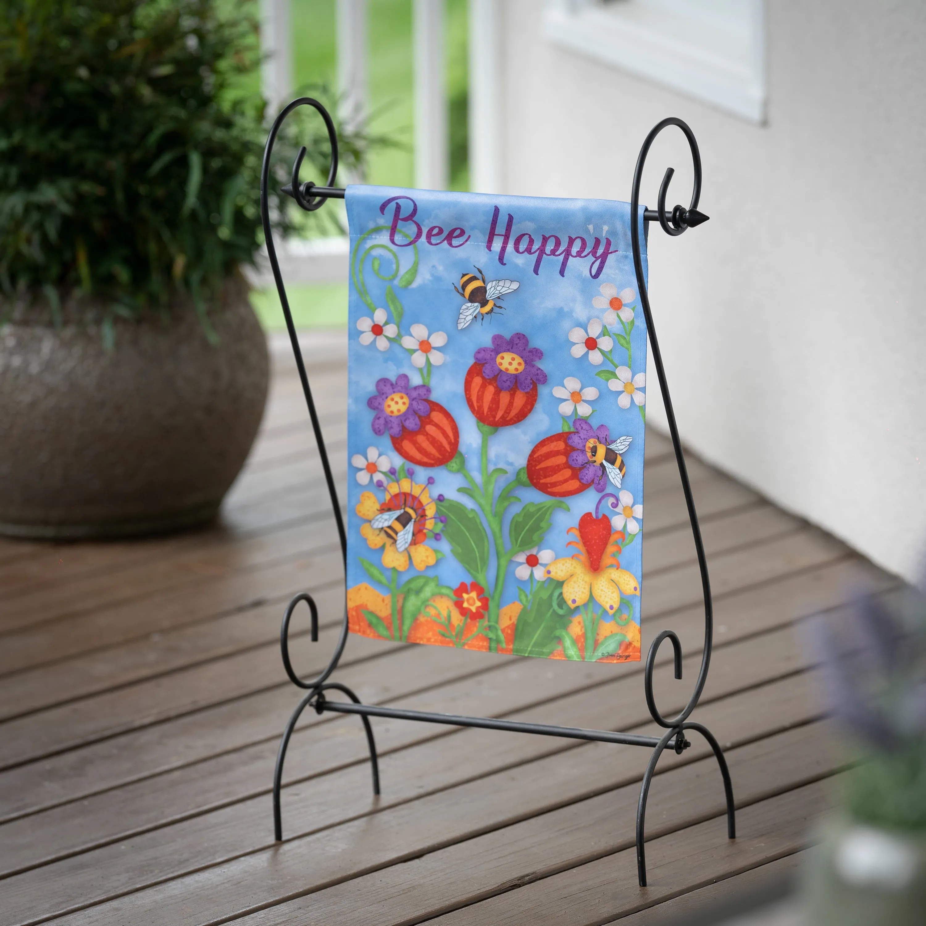 Bee Happy Suede Garden Flag,14s11362
