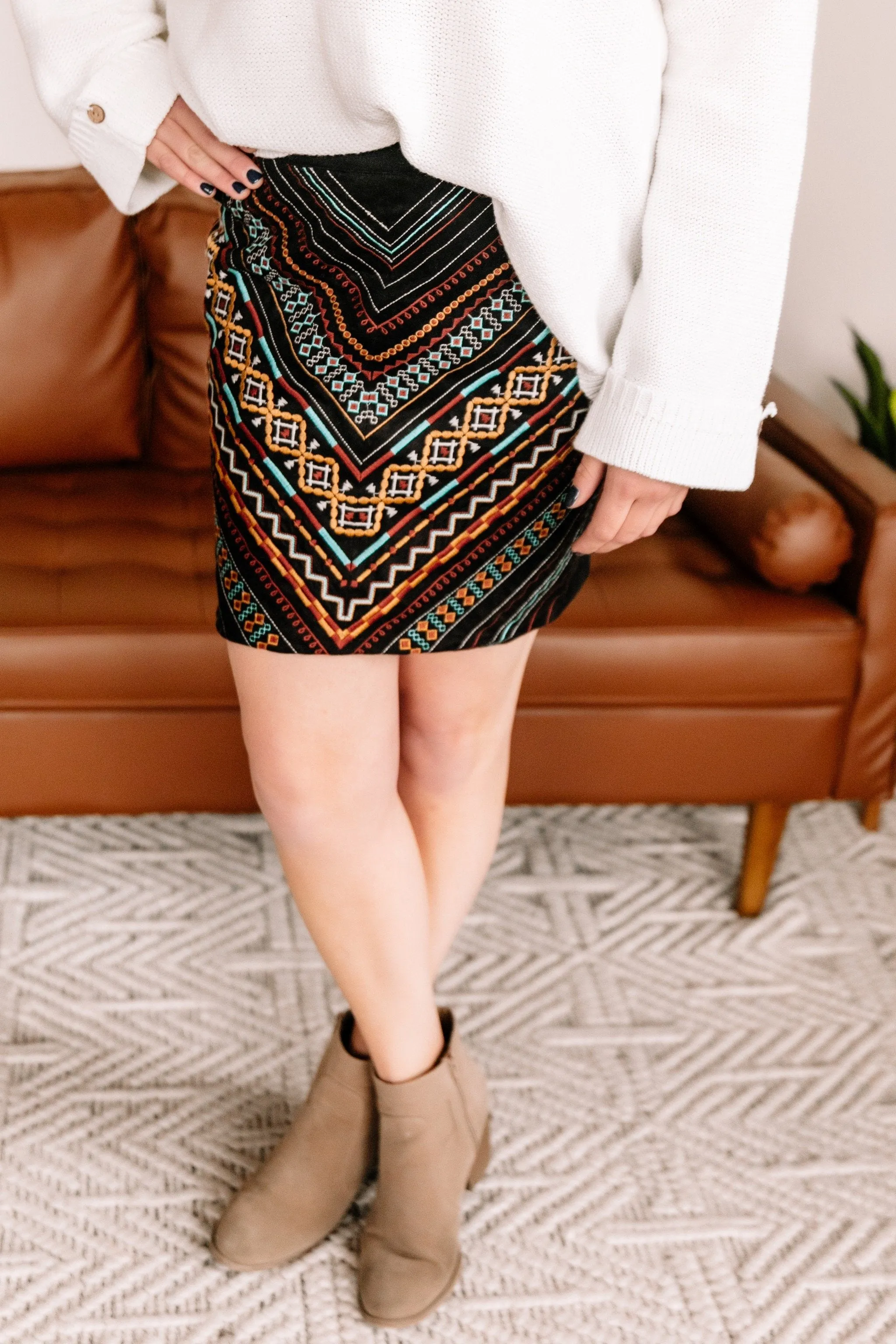 Big City Nights Embroidered Skirt