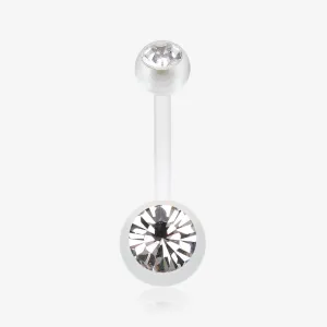 Bio Flexible Shaft Gem Ball Acrylic Belly Button Ring