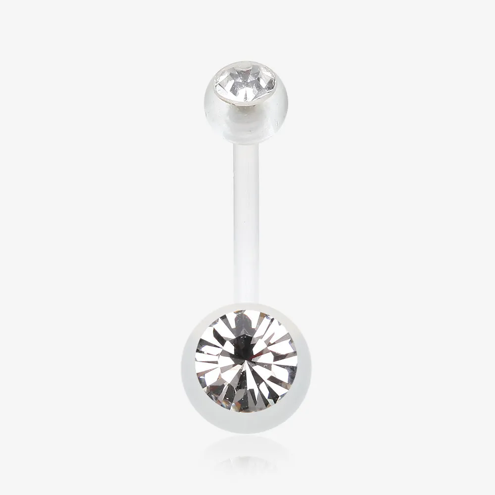 Bio Flexible Shaft Gem Ball Acrylic Belly Button Ring