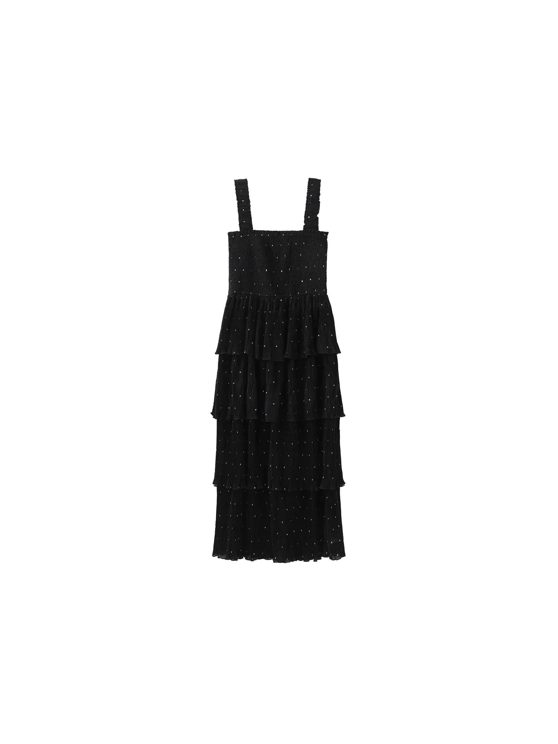 Black Polka Dot Multi Layer Strappy Dress