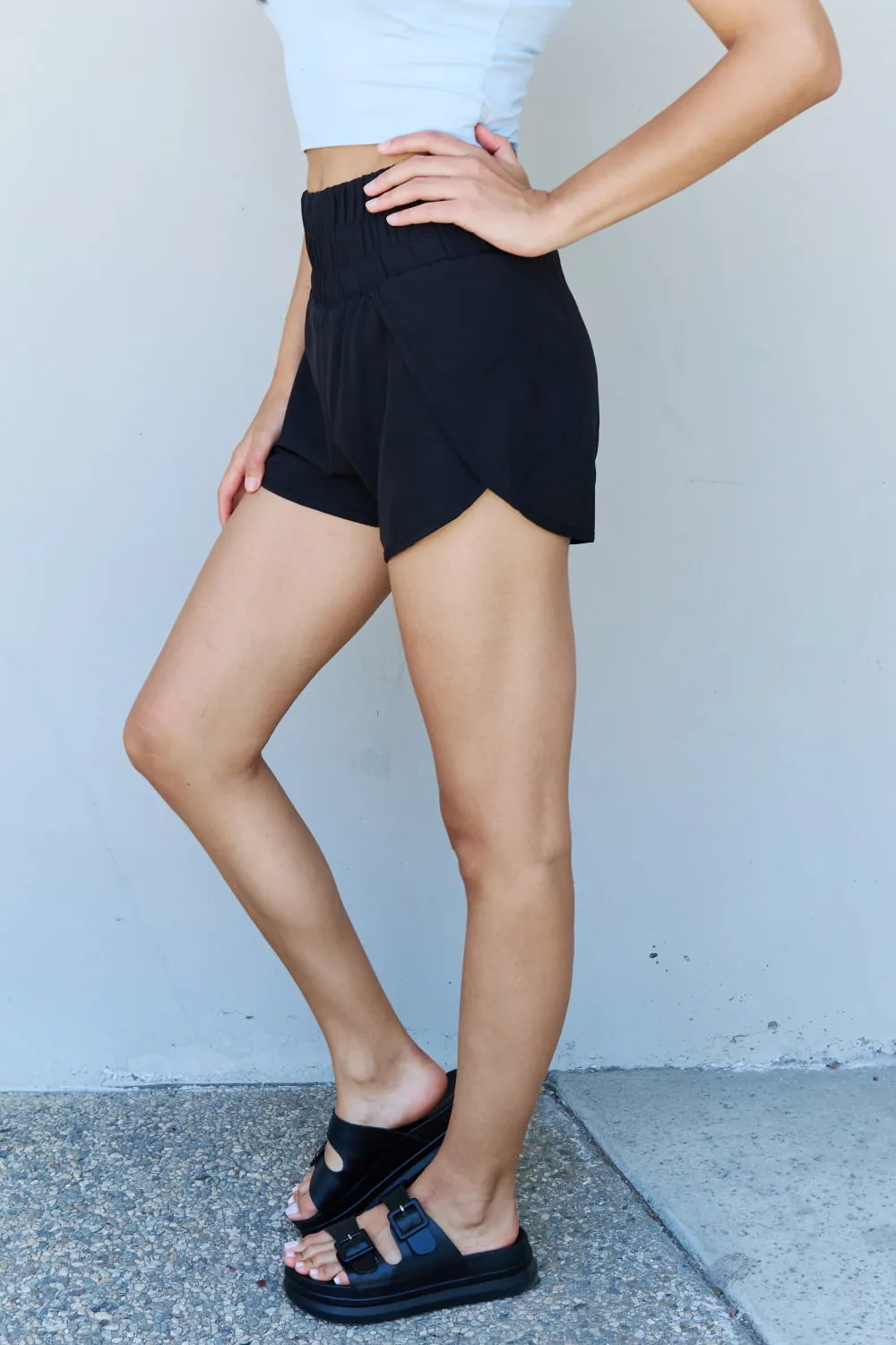 Black "Stay Active" High Waisted Shorts