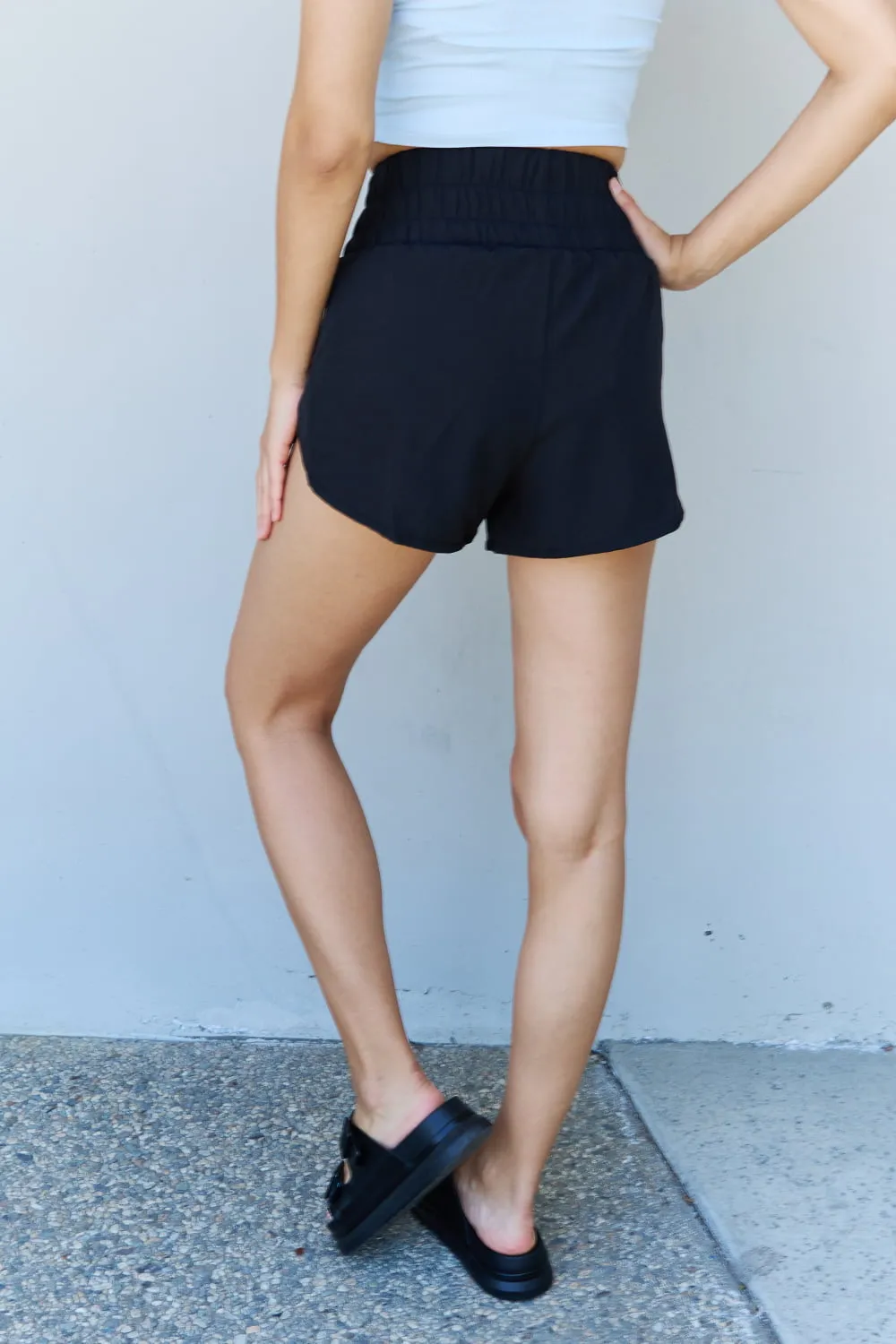 Black "Stay Active" High Waisted Shorts