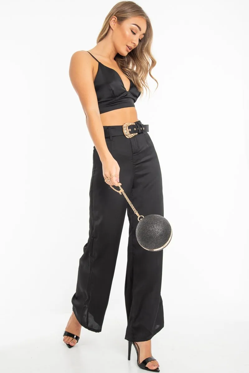 Black Woven Sphere Chain Detail Bag - Charlii