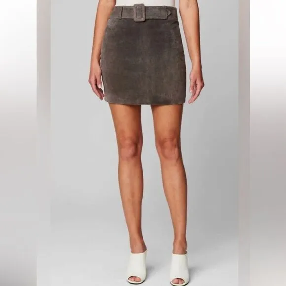 BLANK NYC Belted Genuine Suede Leather Mini Skirt High Altitude