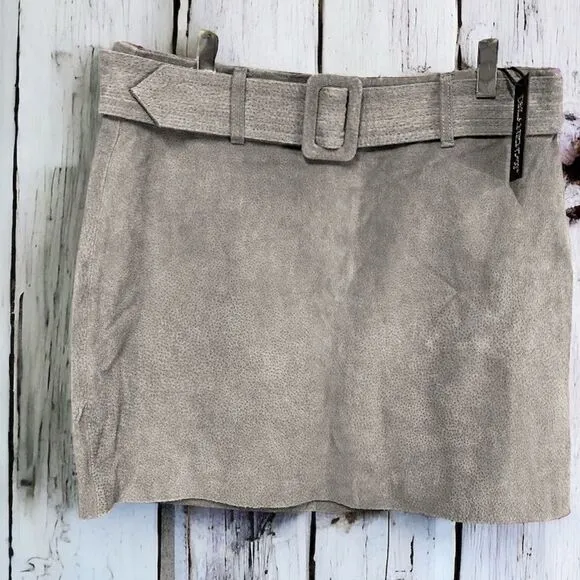 BLANK NYC Belted Genuine Suede Leather Mini Skirt High Altitude