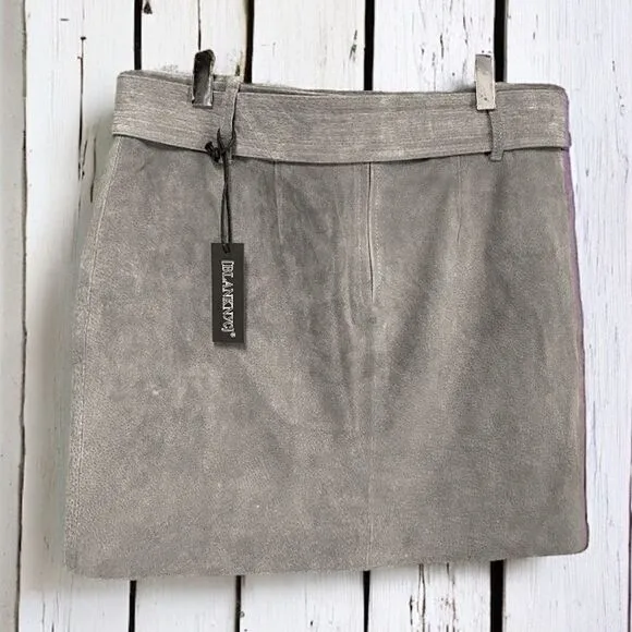 BLANK NYC Belted Genuine Suede Leather Mini Skirt High Altitude