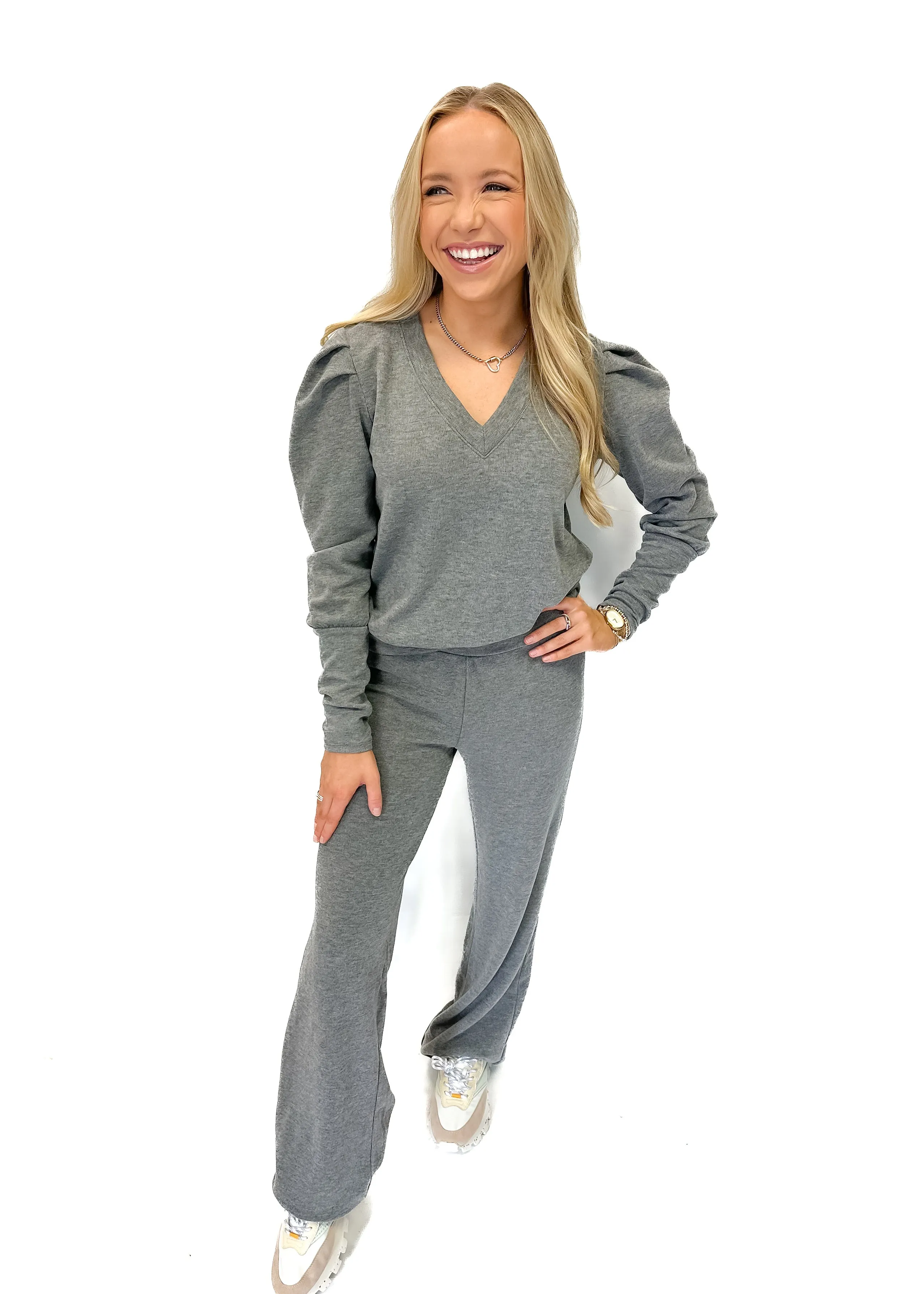 Bobi V-Neck Sweatshirt - Charcoal