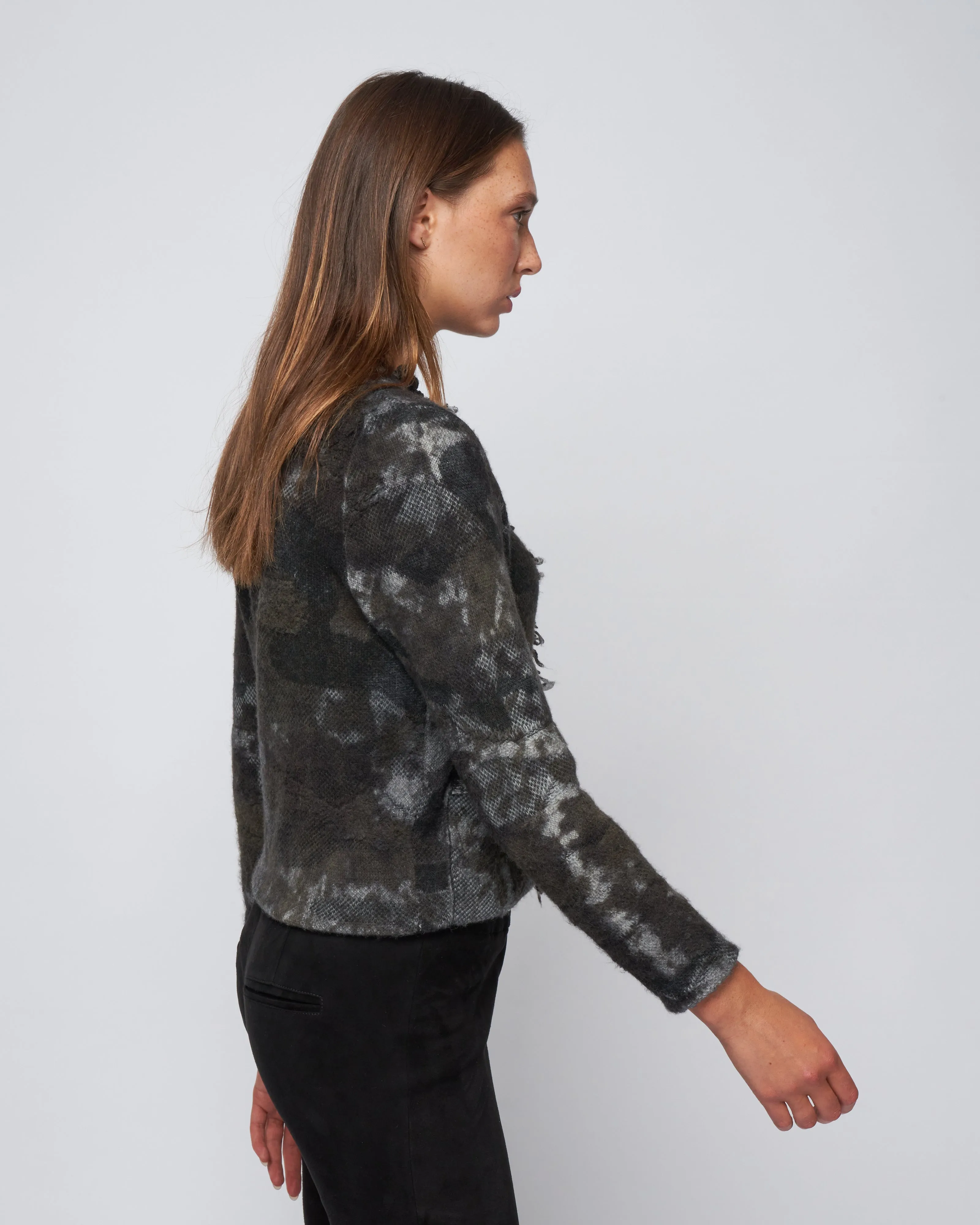 boreal jacquard round neck jacket - mushroom
