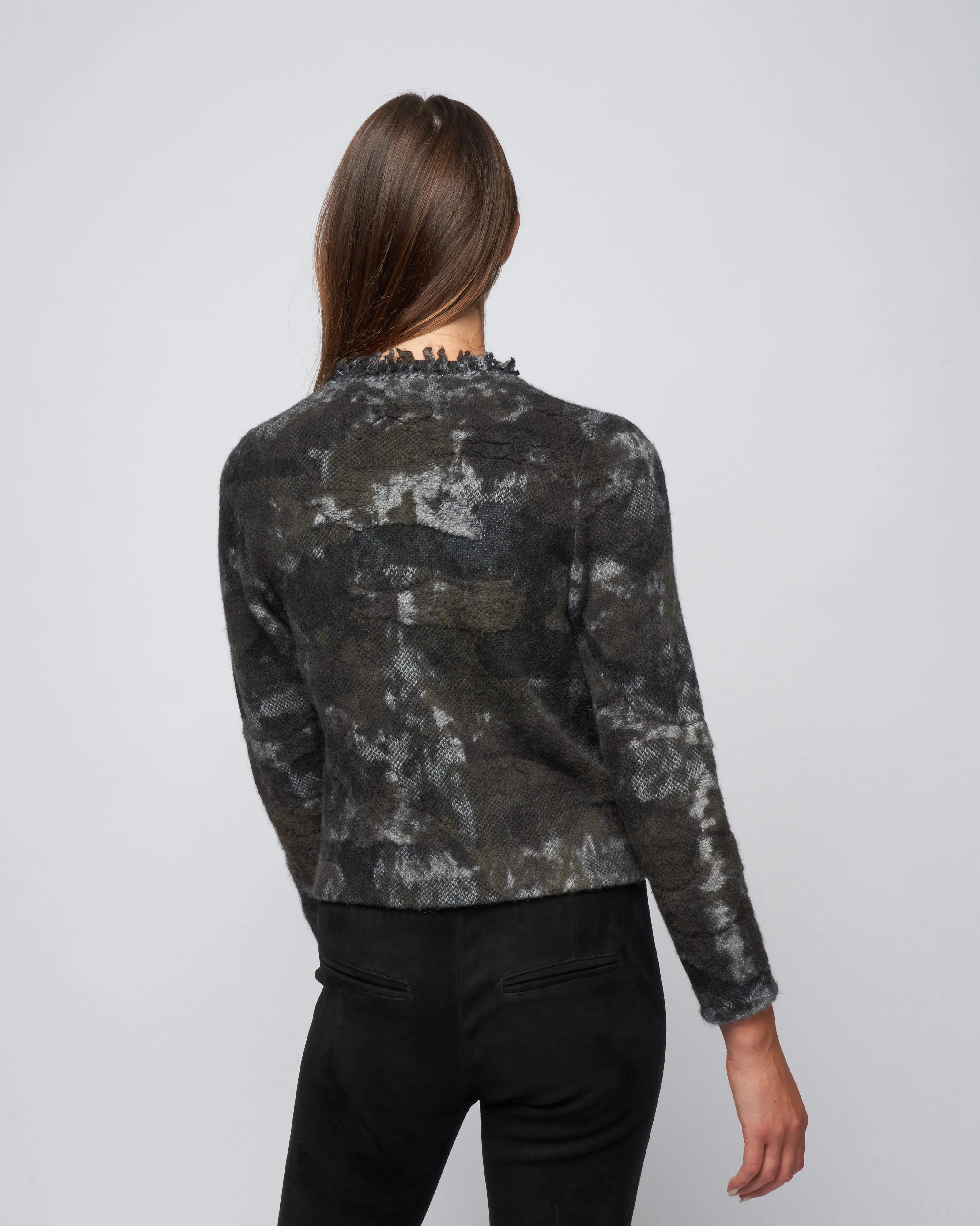 boreal jacquard round neck jacket - mushroom