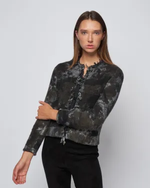 boreal jacquard round neck jacket - mushroom