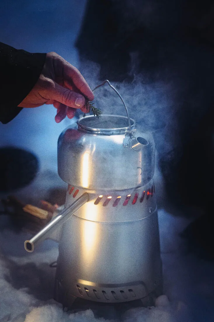 Bouilloire 500 acier inox 1 litre, pour le camping, le bivouac et la randonnée.