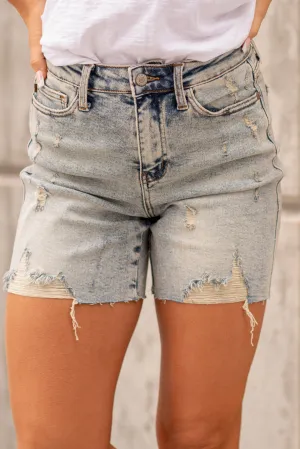 Boyfriend Mineral Wash High Waist Shorts Regular & Plus Sizes