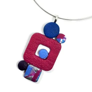 Bubbles Pendant- Square Circle - Blue