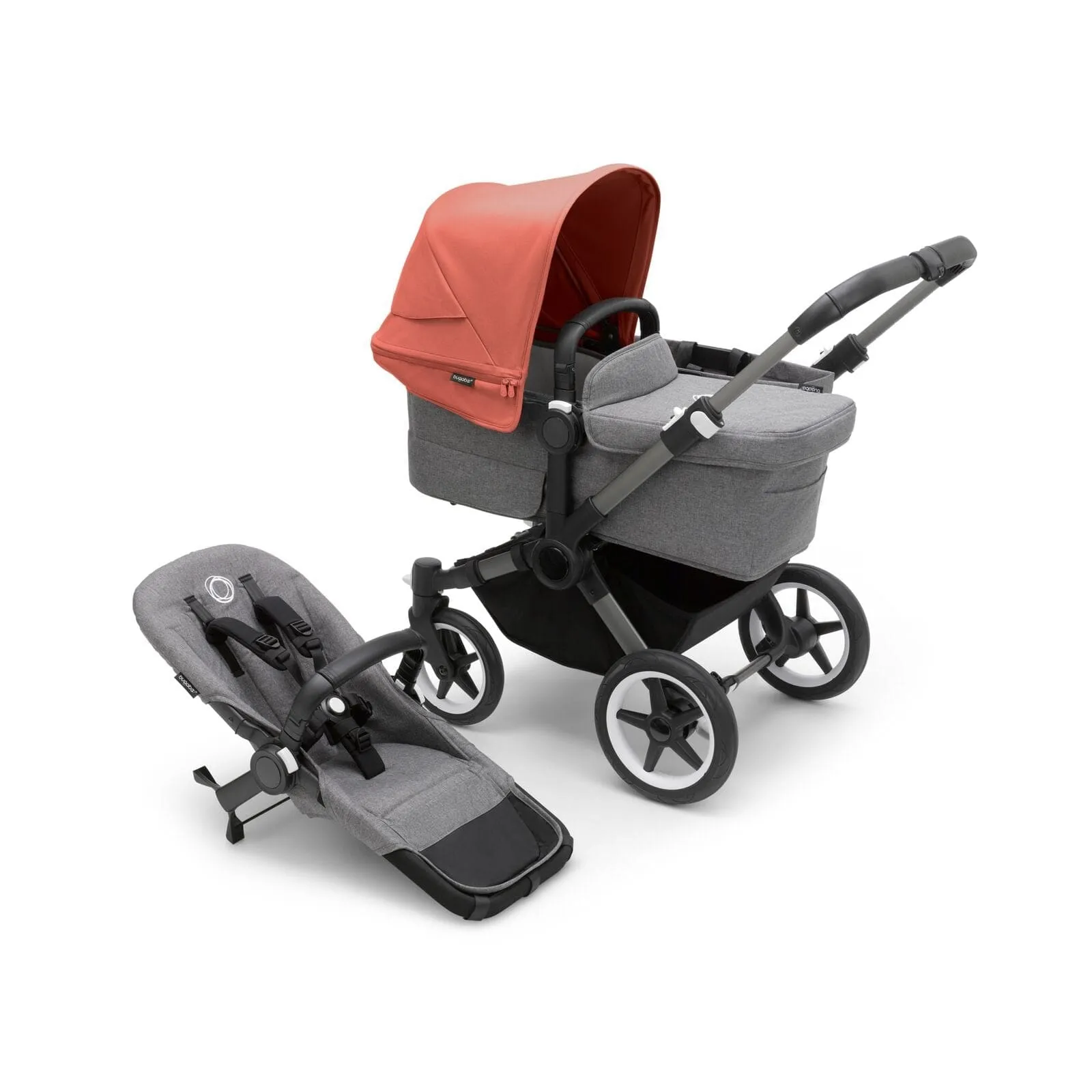 Bugaboo Donkey 5 Mono - Graphite/Grey Melange/Sunrise Red