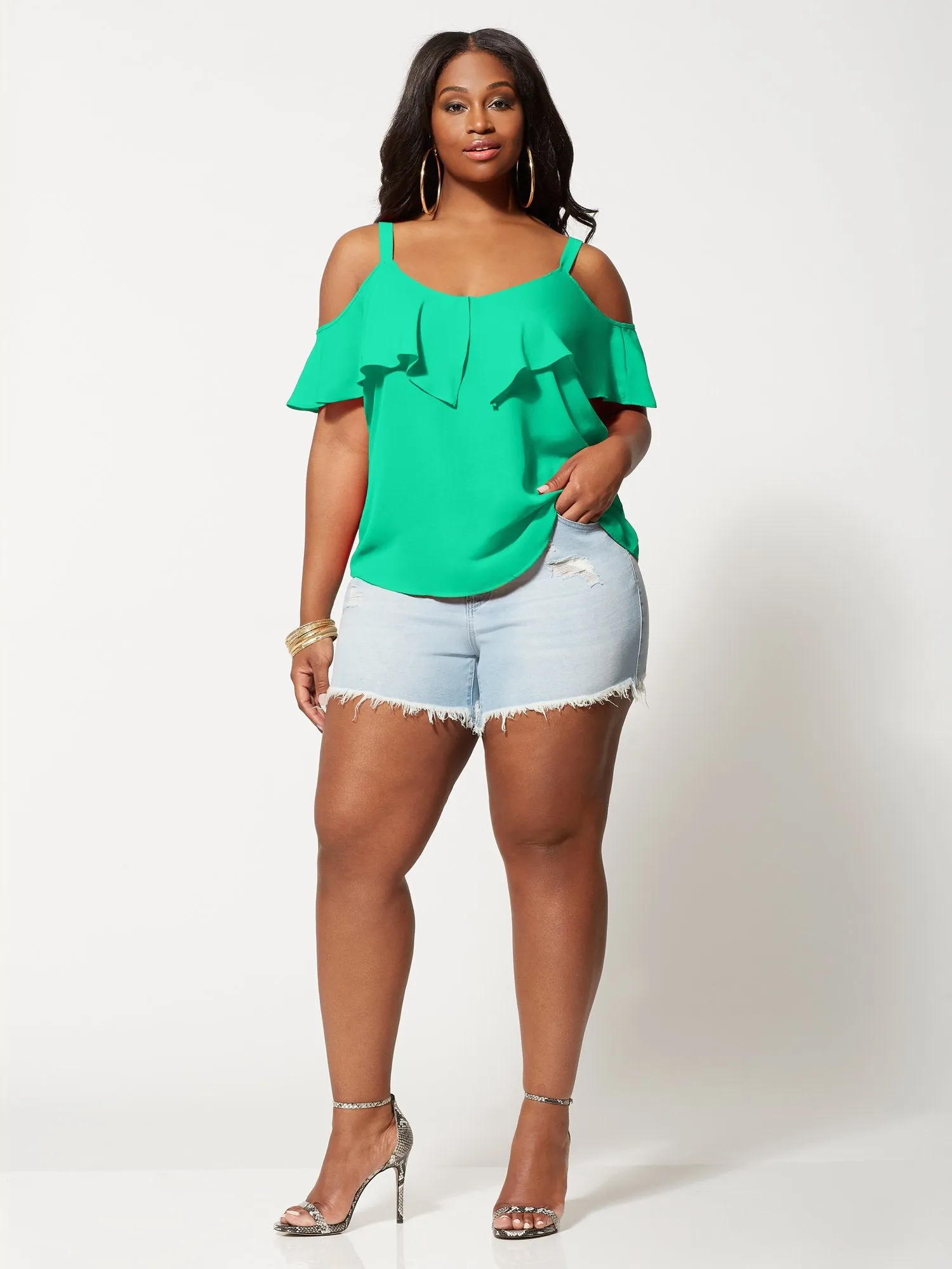 Chandra Cold-Shoulder Top