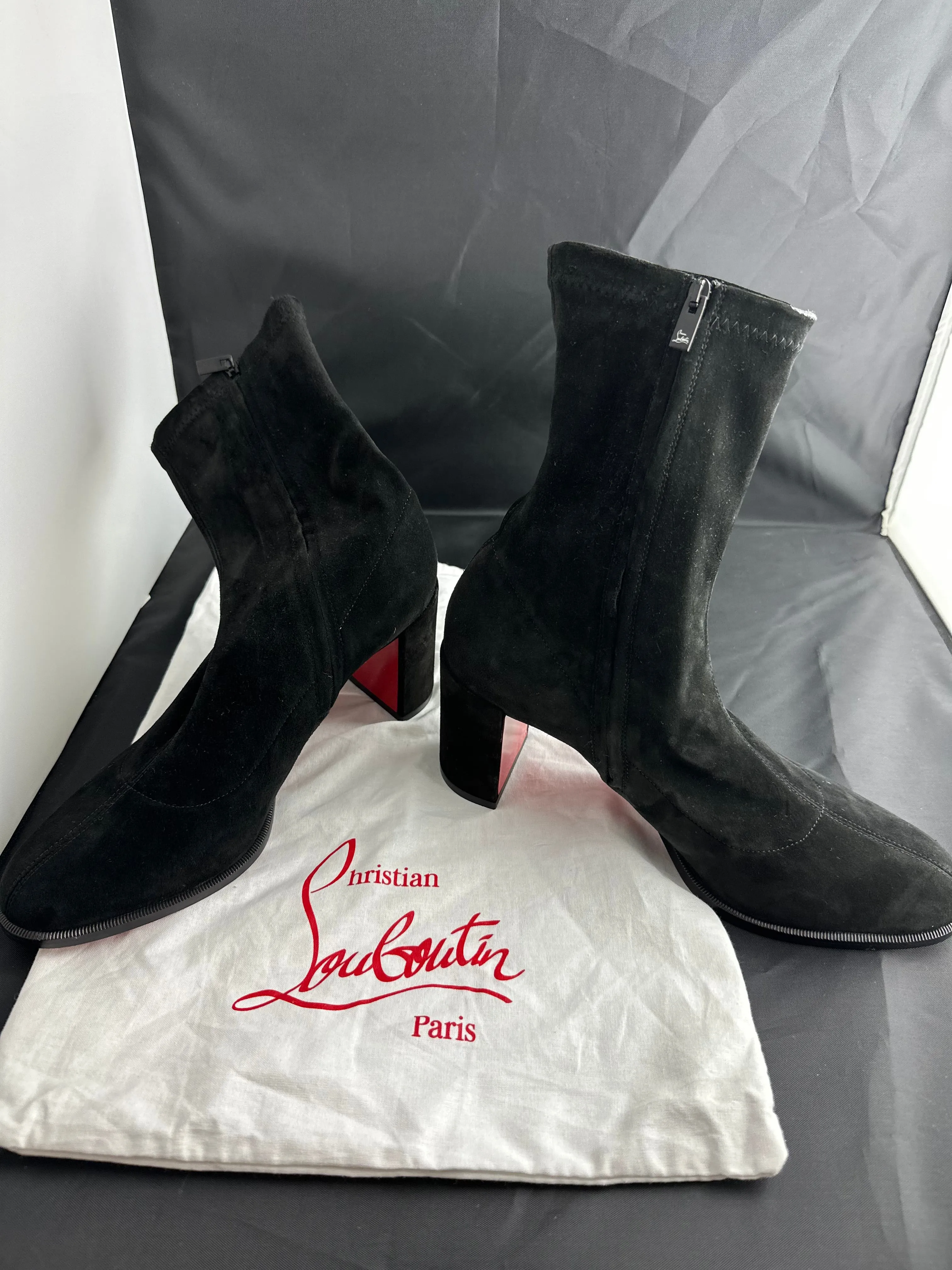 Christian Louboutin Adoxa Stretch Suede Red-Sole Booties