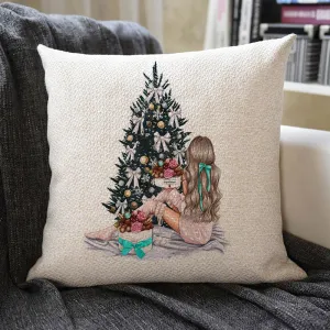 Christmas Themed Linen Pillowcase