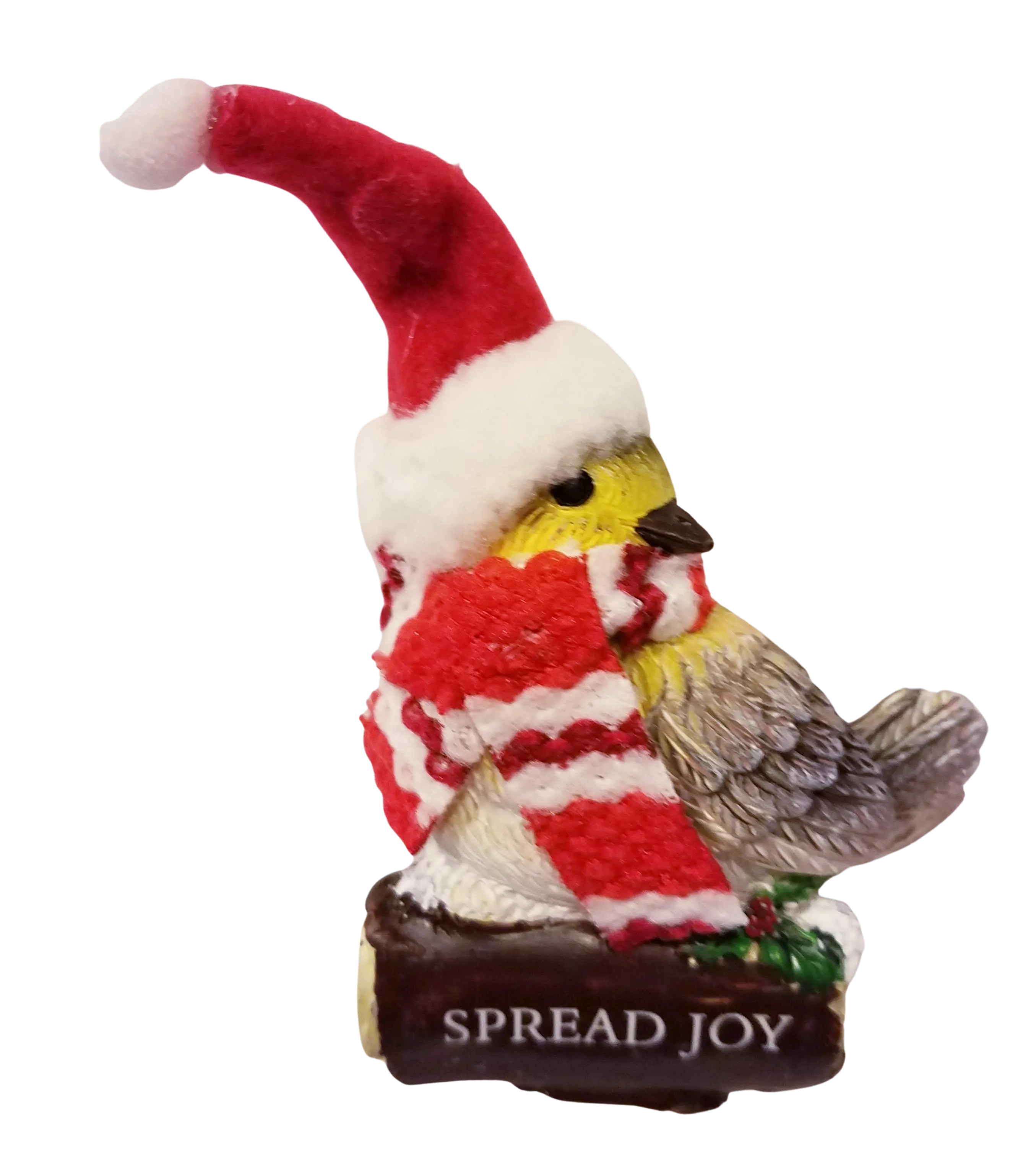 Cozy Bird with Red Scarf and Santa Hat Ornament 3"-Spread Joy