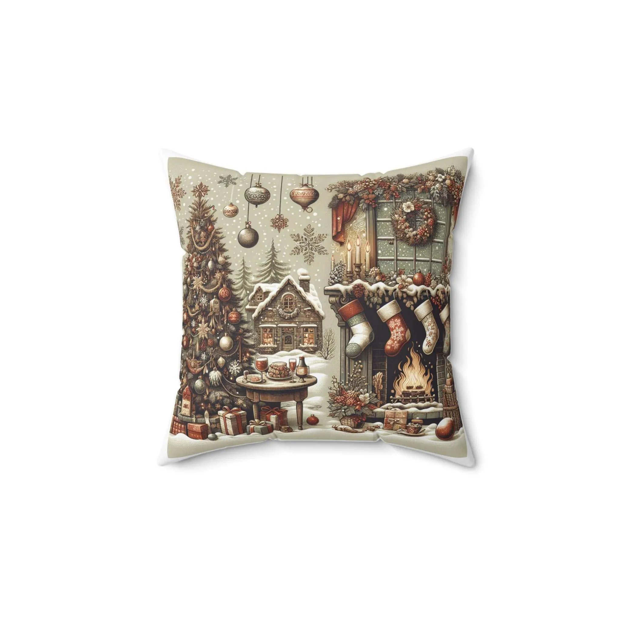 cozy christmas living room pillow - spun polyester square cushion foam
