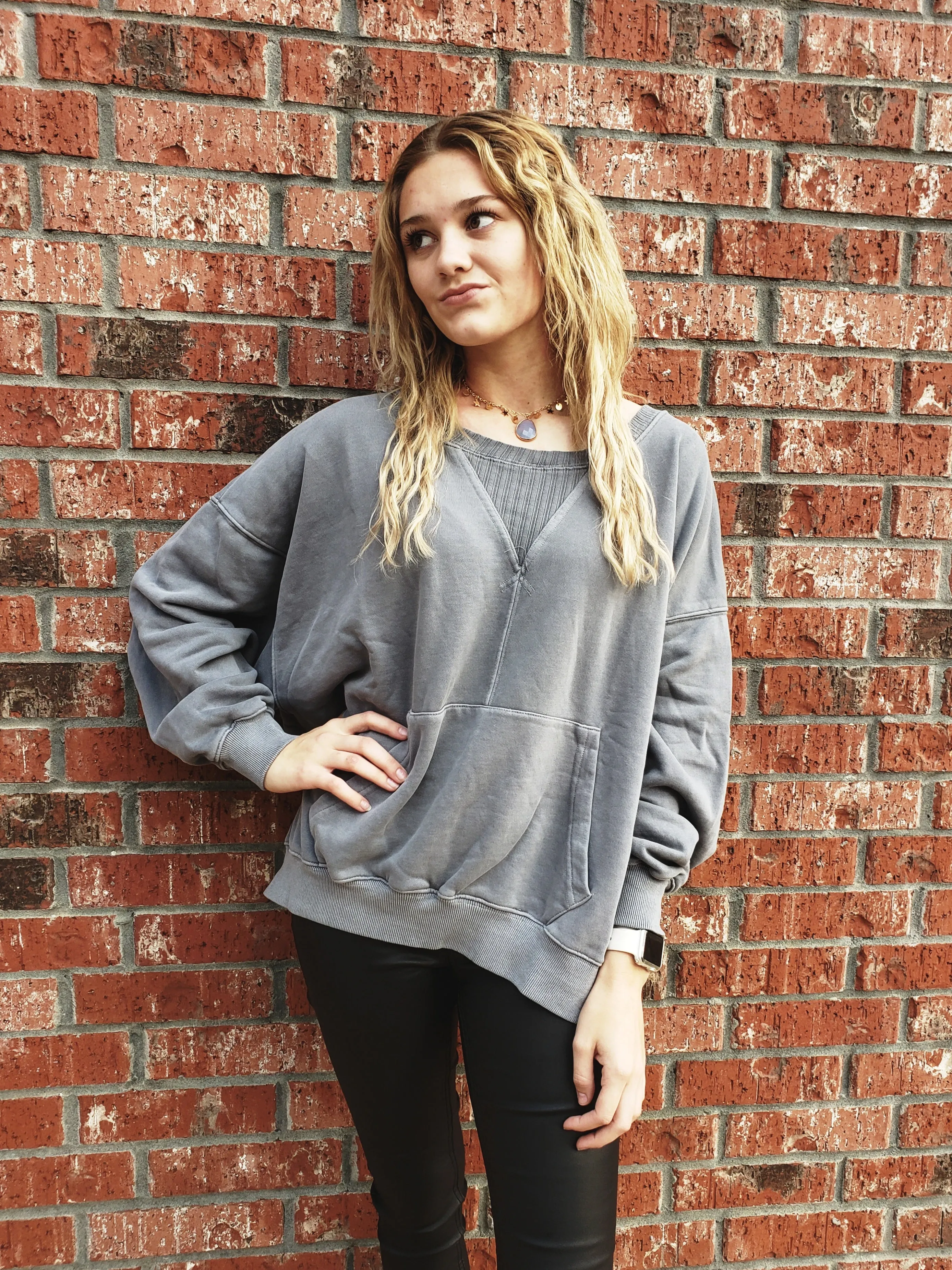Cozy Days Sweatshirt: Washed Denim