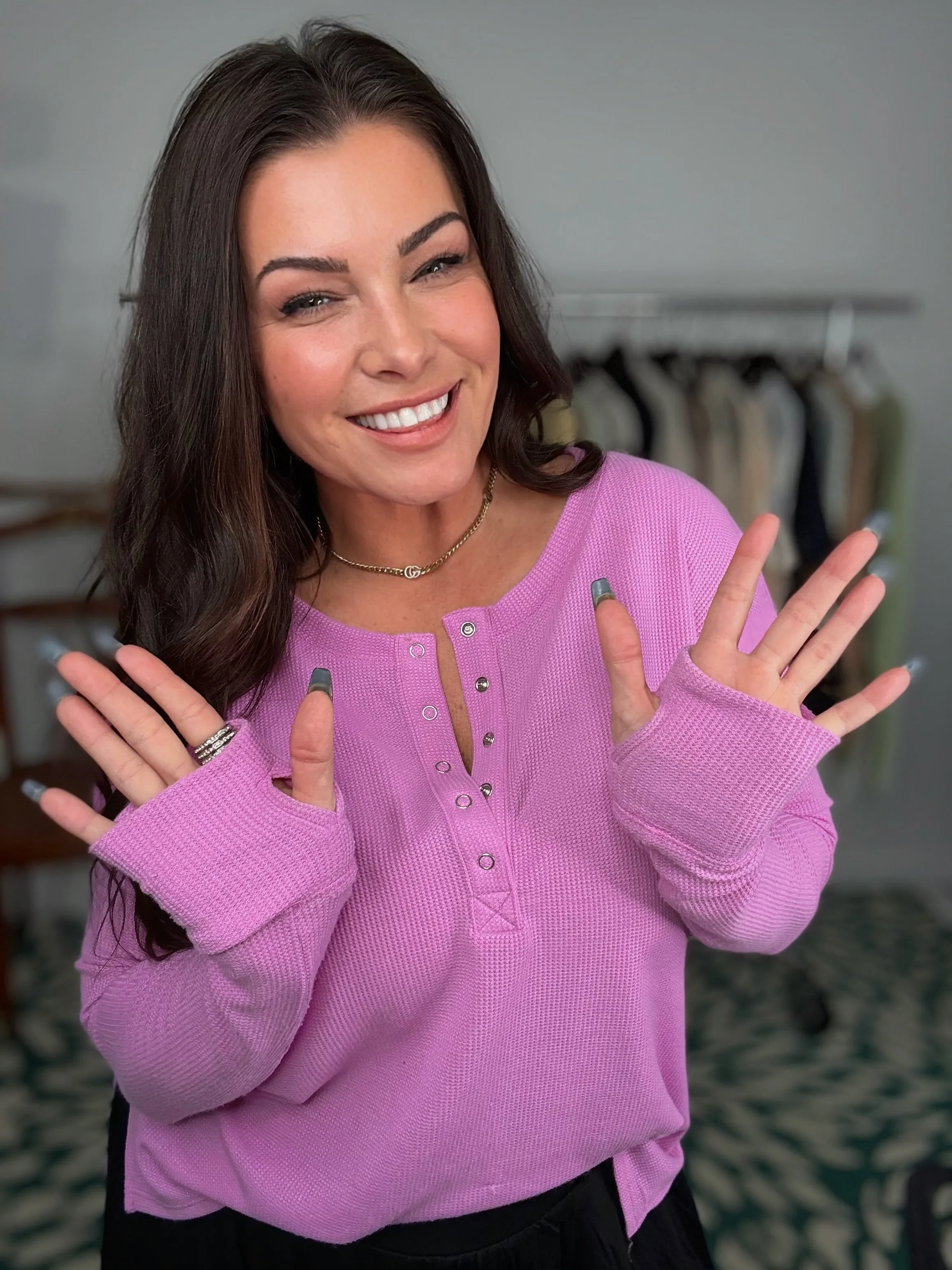 Cozy Moments Long Sleeve Top- Orchid