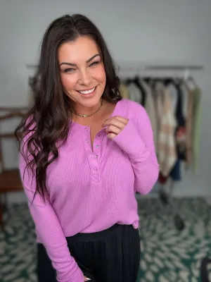Cozy Moments Long Sleeve Top- Orchid