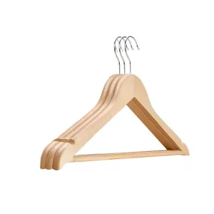 Deluxe Wooden Clothes Hanger 3Pc Natural N471041