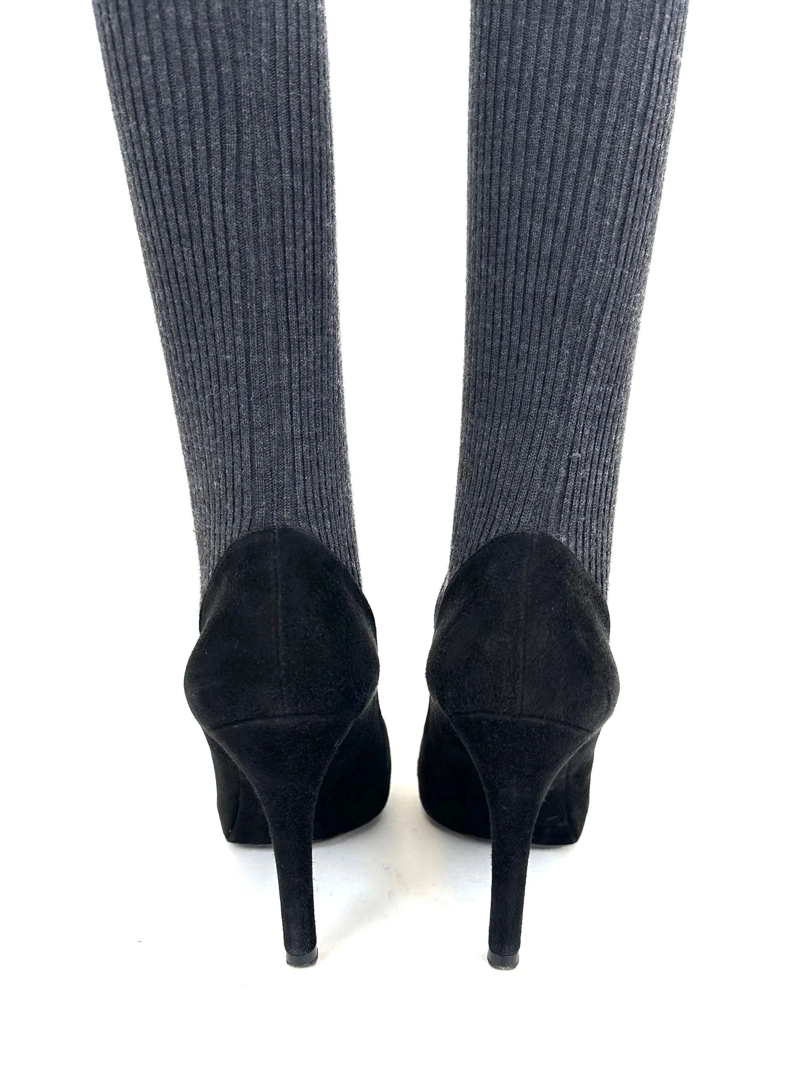 Dolce & Gabbana Suede & Wool Sock Heels