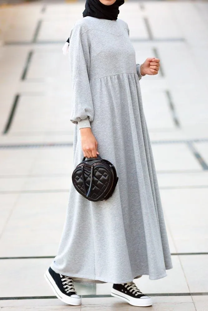Dua high neck sweatshirt dress in grey